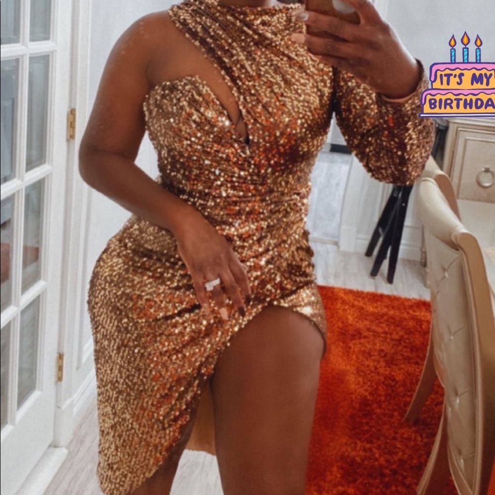 Womens sequin high split dress